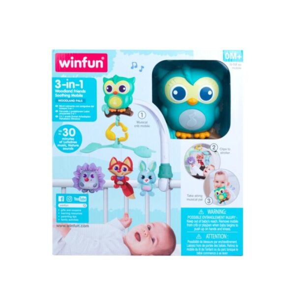 3-in-1 Classic Woodland Friends Soothing Mobile