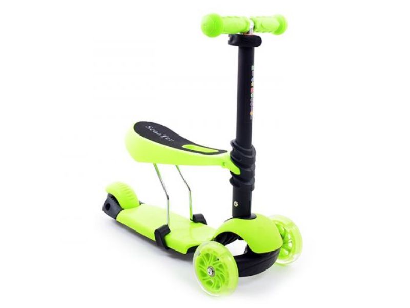 Тротинет со седиште во зелена боја