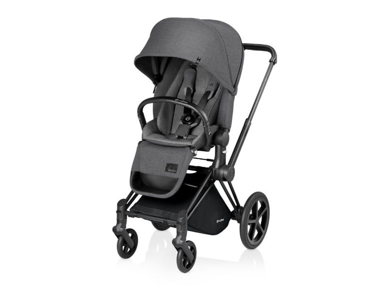 Cybex Priam Black + Lux Seat Manhattan Grey