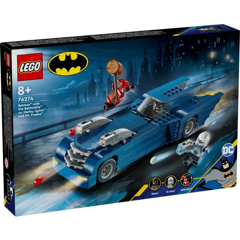 Batman# wilh the Batmobile# vs. Harley Quinn#